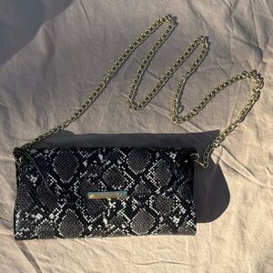 Steve Madden Black and White Snake Pattern Clutch
